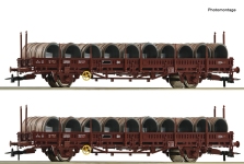 Roco 6600119 - H0 - 2-tlg. Set Schwenkrungenwagen Drahtrollen, SNCF, Ep. IV